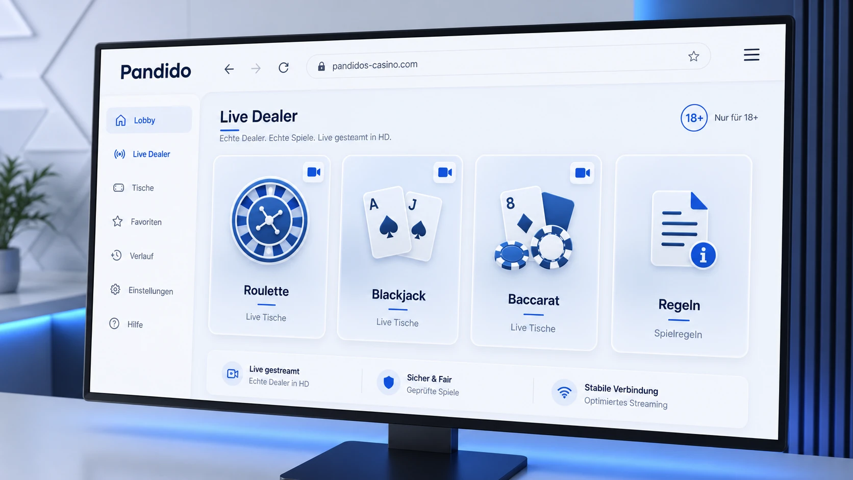 Live Dealer, klassische Casinospiele und Game Lobby