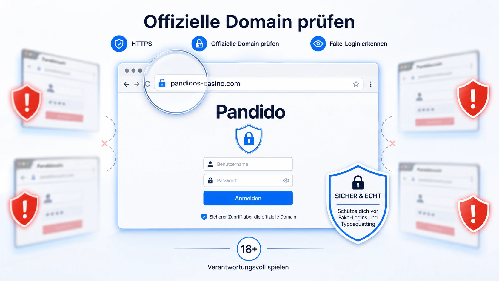 Offizielle Domain und Fake-Login-Seiten erkennen